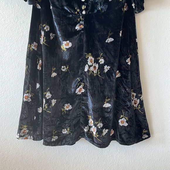Free People Be My Baby Velvet Floral Print High Neck Mini Dress - Picture 10 of 12